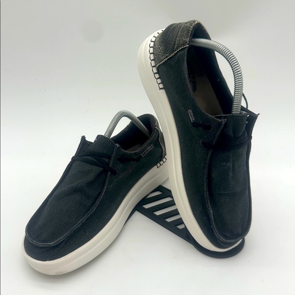 Hey Dude Wendy Off Black Chambray Denim Women's Shoes - US 10 - Picture 4 of 13